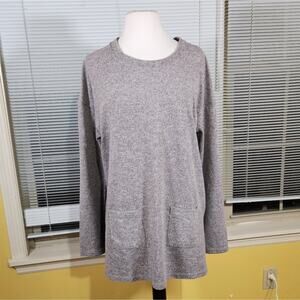 Ann‎ Taylor Loft $90 Large Light Brown Heather Sweater Front Blouse Back Top